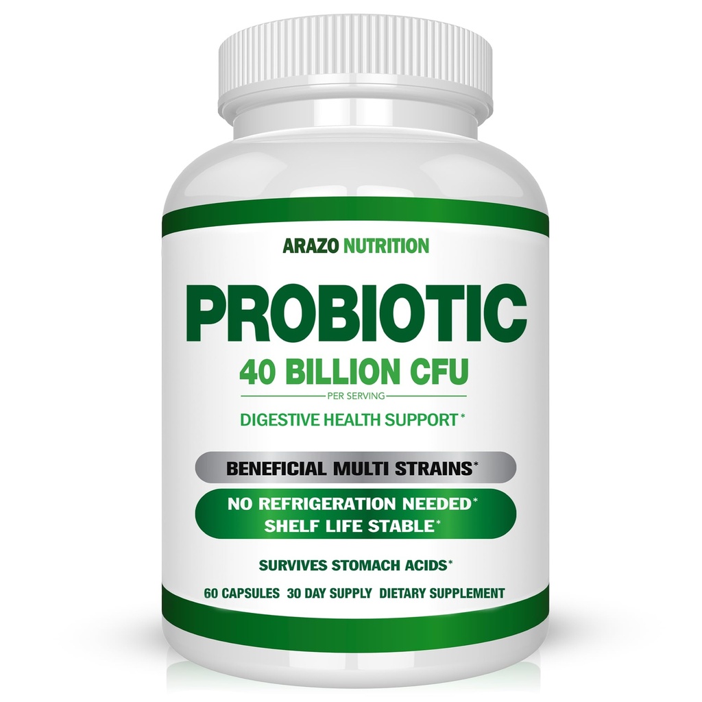 Arazo营养 Probiotic 40亿 CPU - 与预生素和酸异生素的架子稳定 - 稳定的可能性直到过期 - 延迟释放 Probiotics