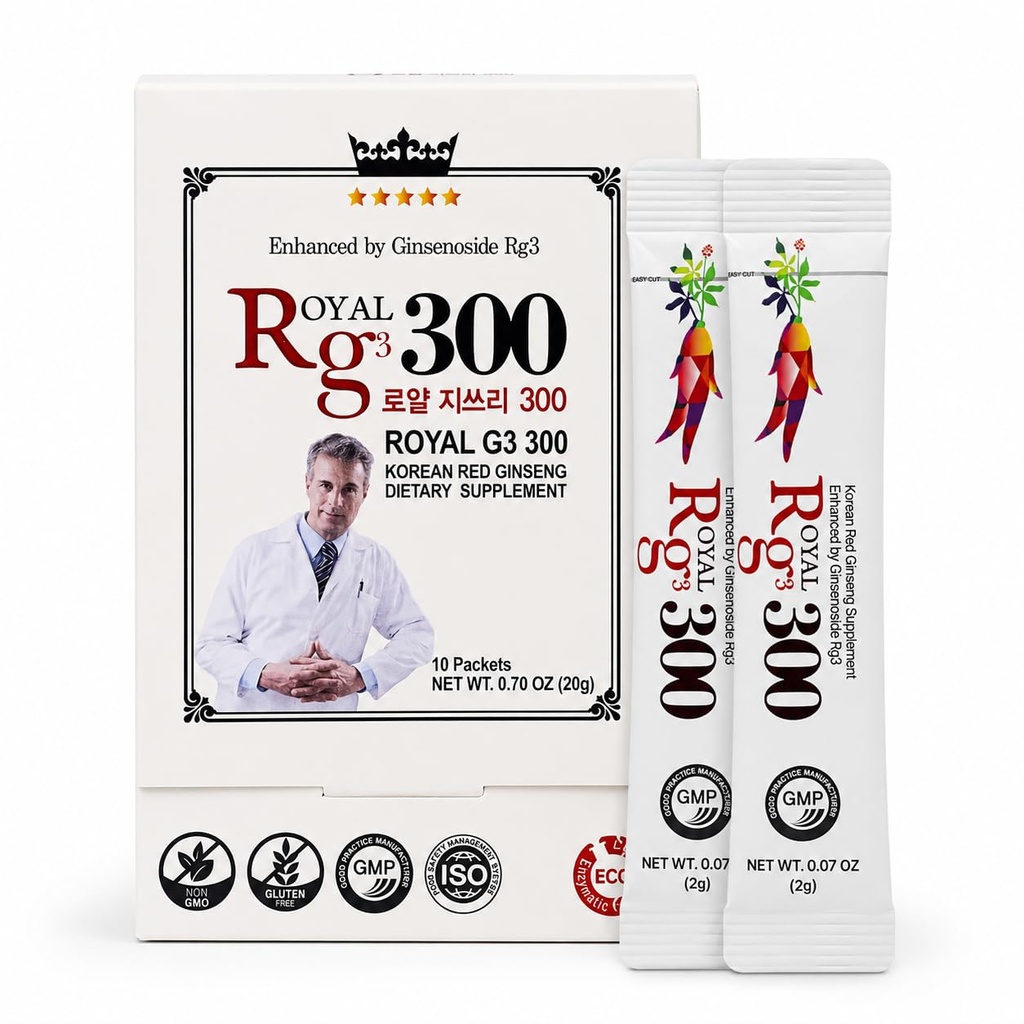 RG3Premium 300 韩国红金生粉 - 增强型Ginsenosides(50mg Rg3/Sachet),韩国制造,10 Sachets