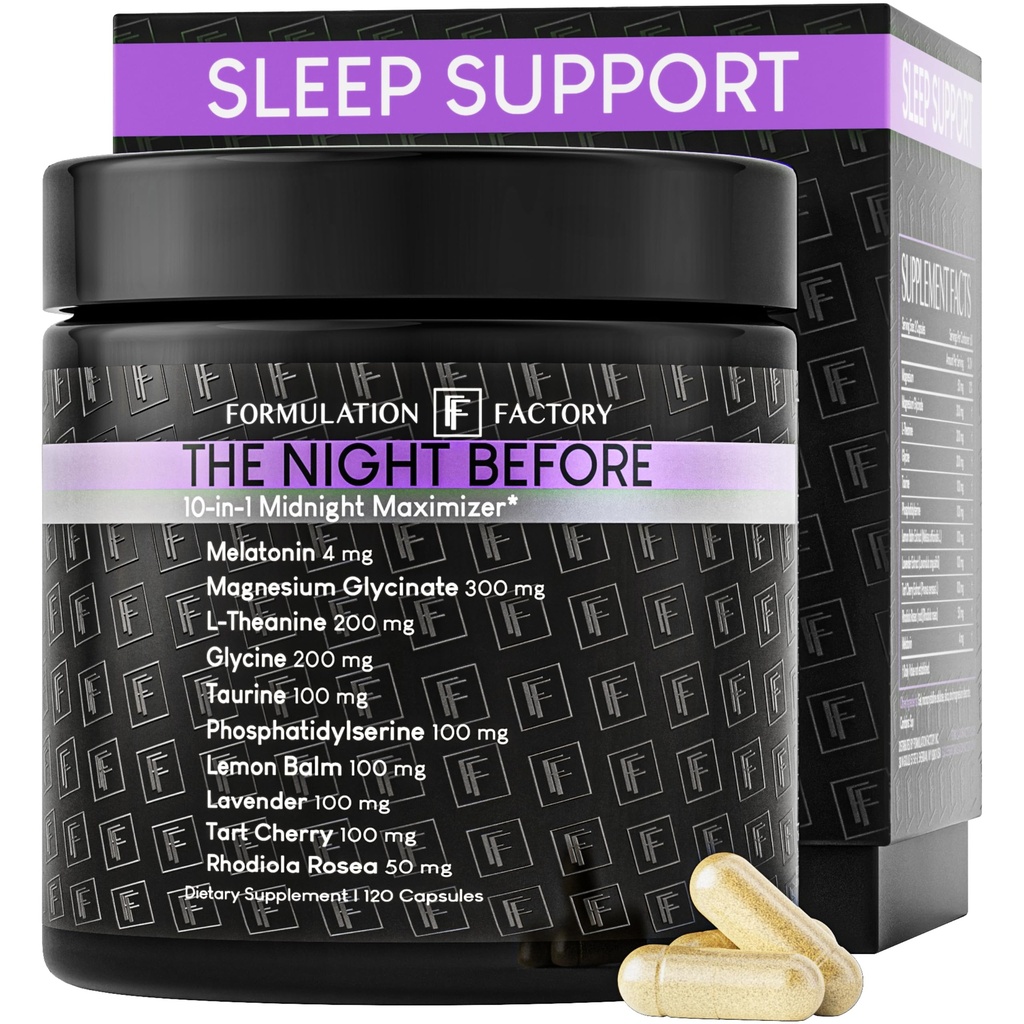 10:00-1前的夜晚 马克西米泽睡眠援助,压力缓解,认知,放松,恢复,焦点,甘油镁,L-Theanine & More, (120 Capsules – 2个月供应)