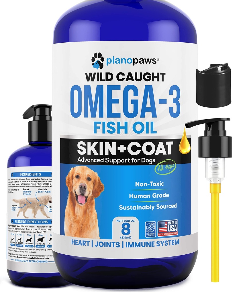 Omega 3 Fish Oil for Dogs - 胜过沙门 Oil - 狗鱼 Oil to develop Shedding & didge - 支持关节,脑和心脏健康 - 皮肤和煤油 - 液体鱼 Oil