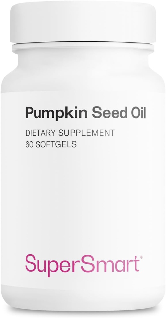 Supersmart - 南瓜种子油补充剂每天1000mg(+维生素E) - 南瓜种子油促进毛发生长 QQN-GMO & Gluten Free - 60 Softgels