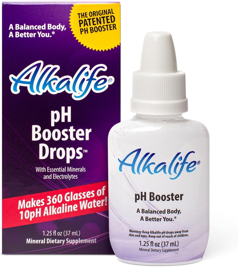 Alkalife pH 助推器 – 首个专利的 Alkaline 水助推器 中和酸与平衡 pH 用于免疫支持,峰值性能,解毒,整体健康 – 1.25oz