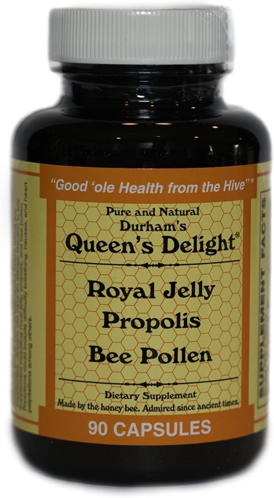 达勒姆王后节奏(皇家杰利1000mg,Propolis 600mg,Bepollen 1500mg)在3 Daily Capsules