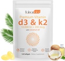 维生素D3 K2 补充软胶,2-in-1 微成份 维生素D3 1000 IU + 200 MCG 维生素K2 椰油软胶,无转基因生物,补充软胶(120 Pcs)