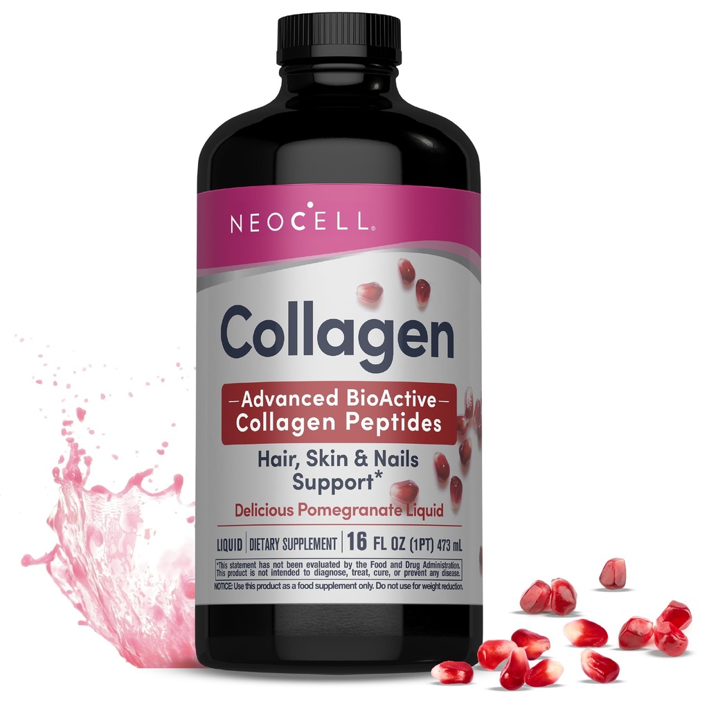 NeoCell Liquid Collagen, Skin, Hair, Nails and Jokes 补编, 包括水果汁集中剂和绿茶混合剂, 石榴酸盐, 16 oz., 1瓶