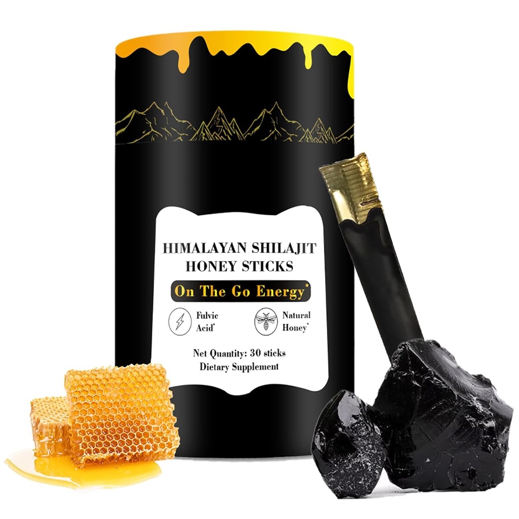 Zotreval Shilajit 蜜棒 30 棒 - 纯喜马拉雅Resin, 有机蜂蜜和红花换能源靴, 免疫支持和生命力, SHILAJIT 男女蜂蜜棒