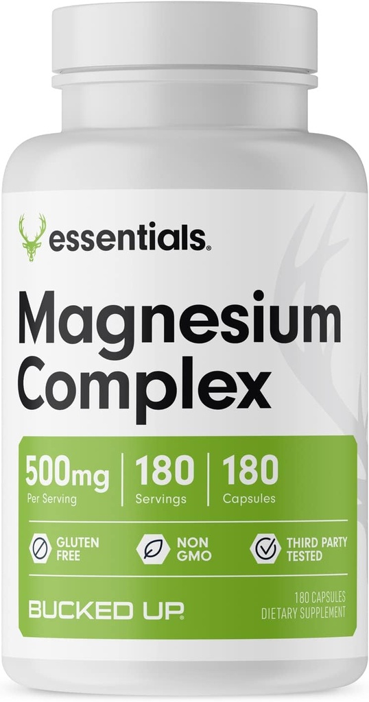 镁补充500mg Capsules → 镁复合物与甘油酸盐,Citrate 和 Oxide → 3 活性形式的镁 → 易制于胃 → 易制于美国 → 烤制基本品(180种服务)