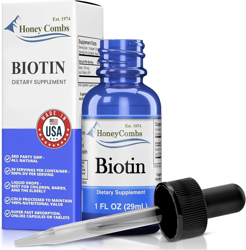 美国制造的生物锡液滴 - 毛发、皮肤、钉子每架500%的DV – 每架容器36架服务 - 男子、妇女、儿童 - Vegan维生素B7 液体 - 散装尺寸也可用
