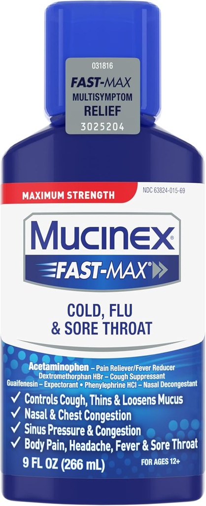 9 Fl Oz的Mucinex Cold, Flus, & Sore Throat Relief Liquid, 9 Fl Oz (英语).