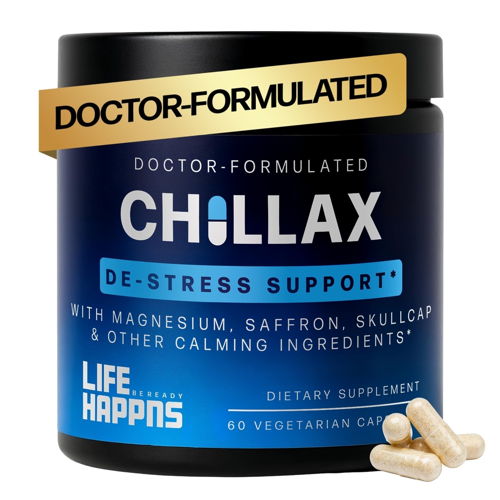 生活Happns Chillax, Calm支助补编,L Theanine, Magnesium, GABA 和 Saffron 供放松的补编, 对成年人的自然摩德健康支助, 冷静和放松的补编, 60 Capsules