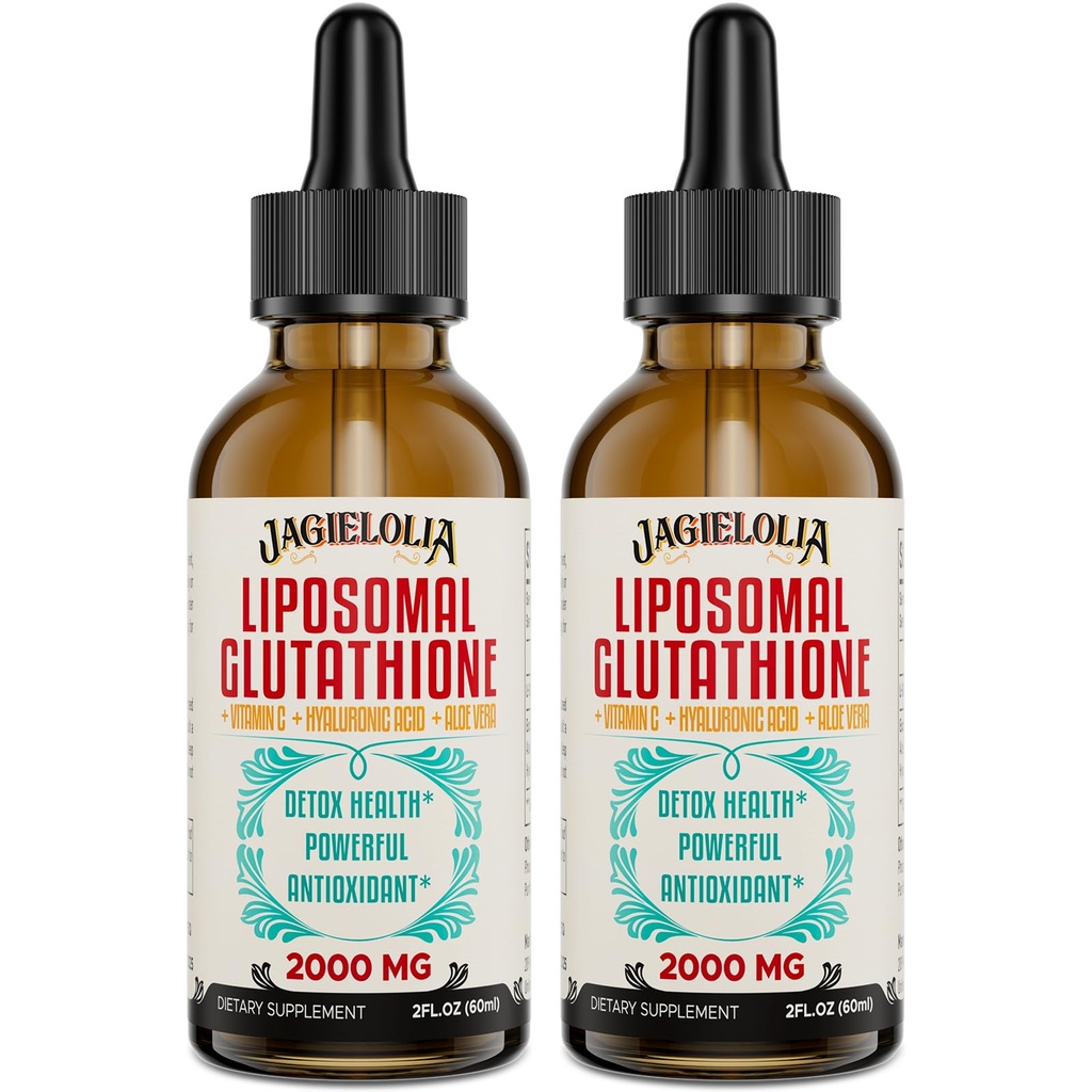 Liposomal Glutathione Liquid 2000MG – 女性和男性抗氧化剂除毒补充剂,老化防御,肝功能和能量,配有Hyaluronic Acid + Aloe Vera + Vitamin C, Natural & Vegan, 4 FL.OZ