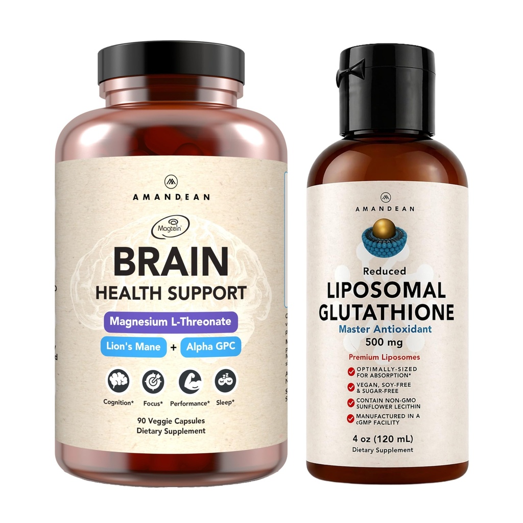 (原始内容存档于2018-09-26). AMANDEAN Premium Brain Health Supplement & Liposomal Glutathione Bundle. 与L-Threonate镁的三联公式,美国-Grown有机狮子的马内6:1 节选和Alpha-GPC。支持认知、焦点和