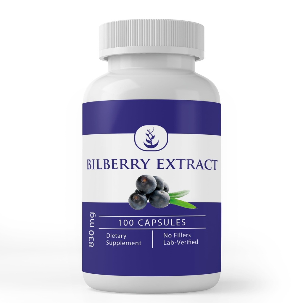 纯原始成份 Bilberry 提取器, (100 Capsules) 永远纯净, 无添加剂或填充器, 实验室验证