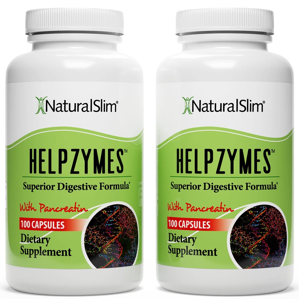 NaturalSlim Helpzymes, 给有Bromelain, Ox Bile, Pancreatin & Betaine HCL 100 Capsules, 2 Pack 的成年人的酶复合体