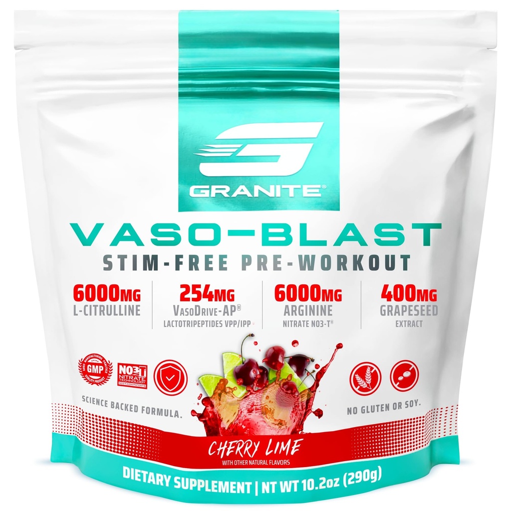 Granite 补充 Vaso Blast, Cherry Lime Flavor, 《用葡萄籽抽取、Arginine Nitrite, & VasoDrive-AP为Max Pump(20名服务员)的男女兴奋剂免费预选》