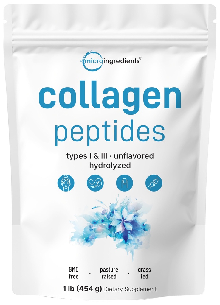Bovine Collagen Peptides Powder, 1lb + Type I & III + 天然蛋白 → Grass-Fed Bovine source → 支持皮肤,联合与骨质健康 → Paleo, 非GMO