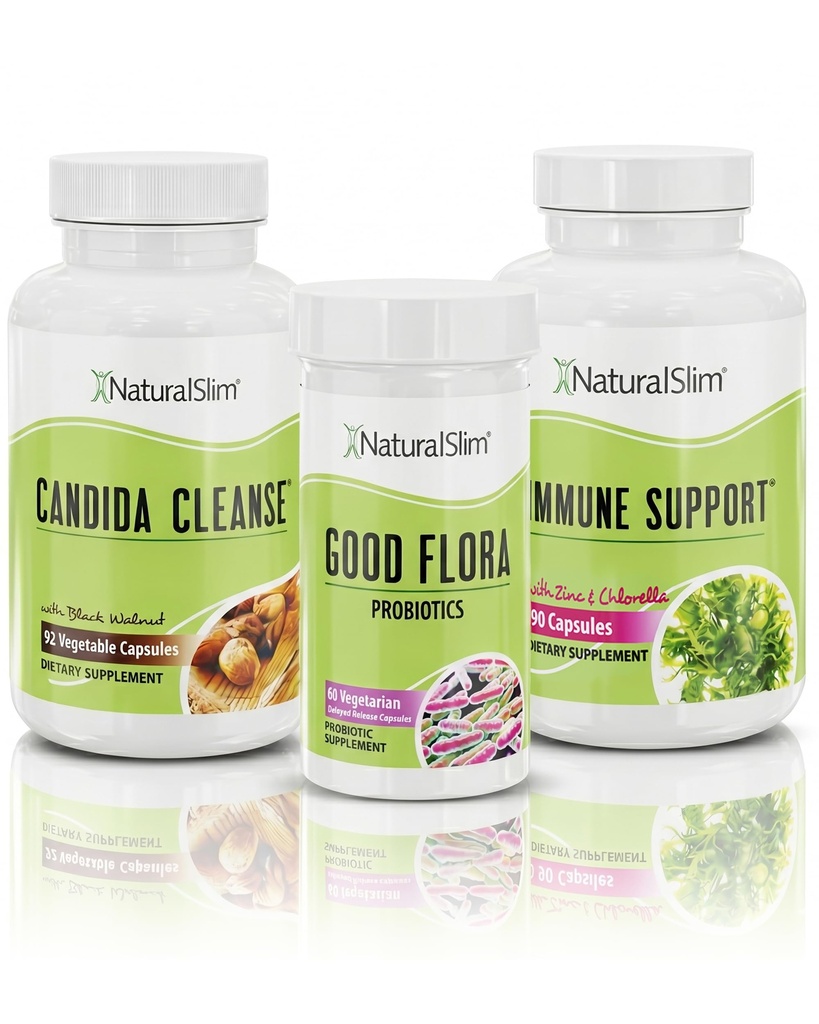 NaturalSlim Candida Cleanse Supports Bundle - Candistic Kit Anti Overgrowd, Gut & Colon Clean Cleans 242 Capsules 总计 - 由弗兰克·苏亚雷斯提出的28天清洁方案(1包)