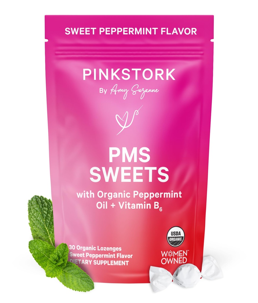 Pink Stork 有机PMS 支持青少年和女性的甜品 - 简单和天然原料 维生素B6和辣椒薄荷 - 期, 文摘, 布洛廷, 茂德摇摆 - 30滴