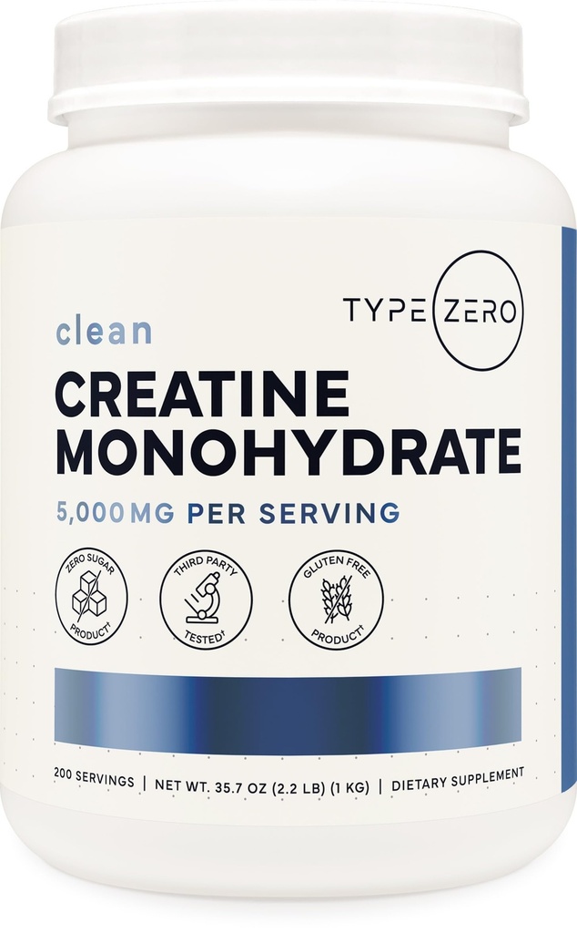 零克里丁单水合物(未味)1KG、5000mg(5g) 单水合物、微子化、零糖、Keto Friendly & Gluten Free, 200种
