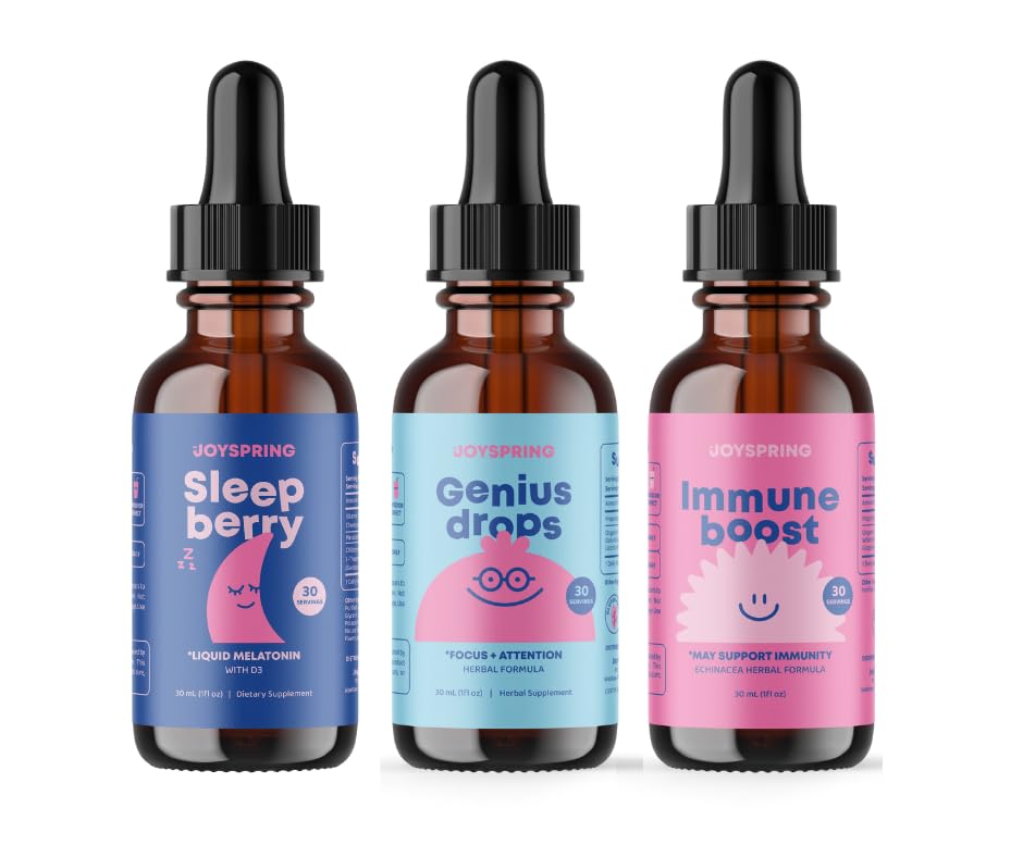 JoySpring Immune 助推器,供有长老莓、Echinacea、橘皮和葡萄根、SleepBerry Melatonin的孩子使用