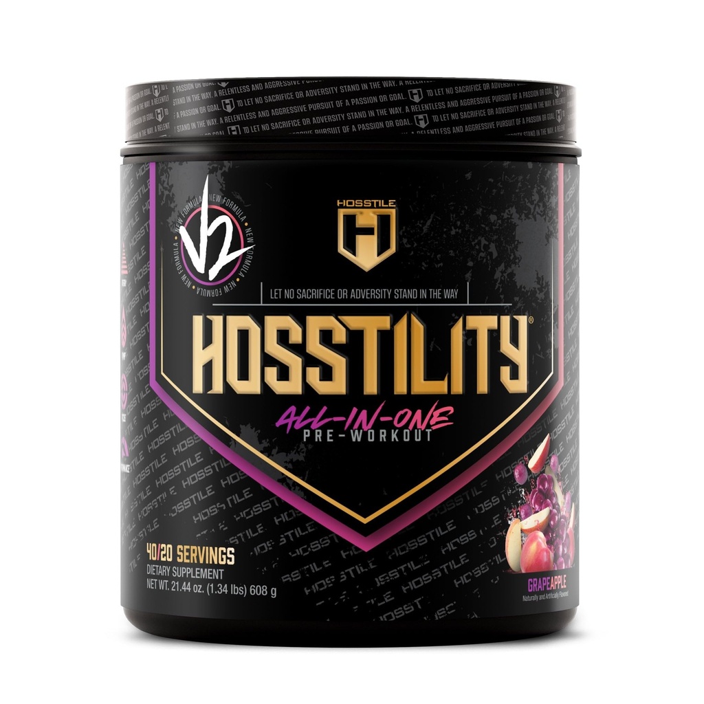 HOSSTIE HOSSTIE V2 Pre Workout,全能Ple-In-One Pre Workout Power for Men and Women, 增强肌肉泵, 增加能量, 增强力量, 锐利焦点, 葡萄苹果, 40 服务