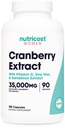妇女营养成本(35,000毫克等效)Cranberry提取,180 Capsules - 配有维生素C,Uva Ursi和Dandelion根提取 - 非GMO和Gluten免费健康补充