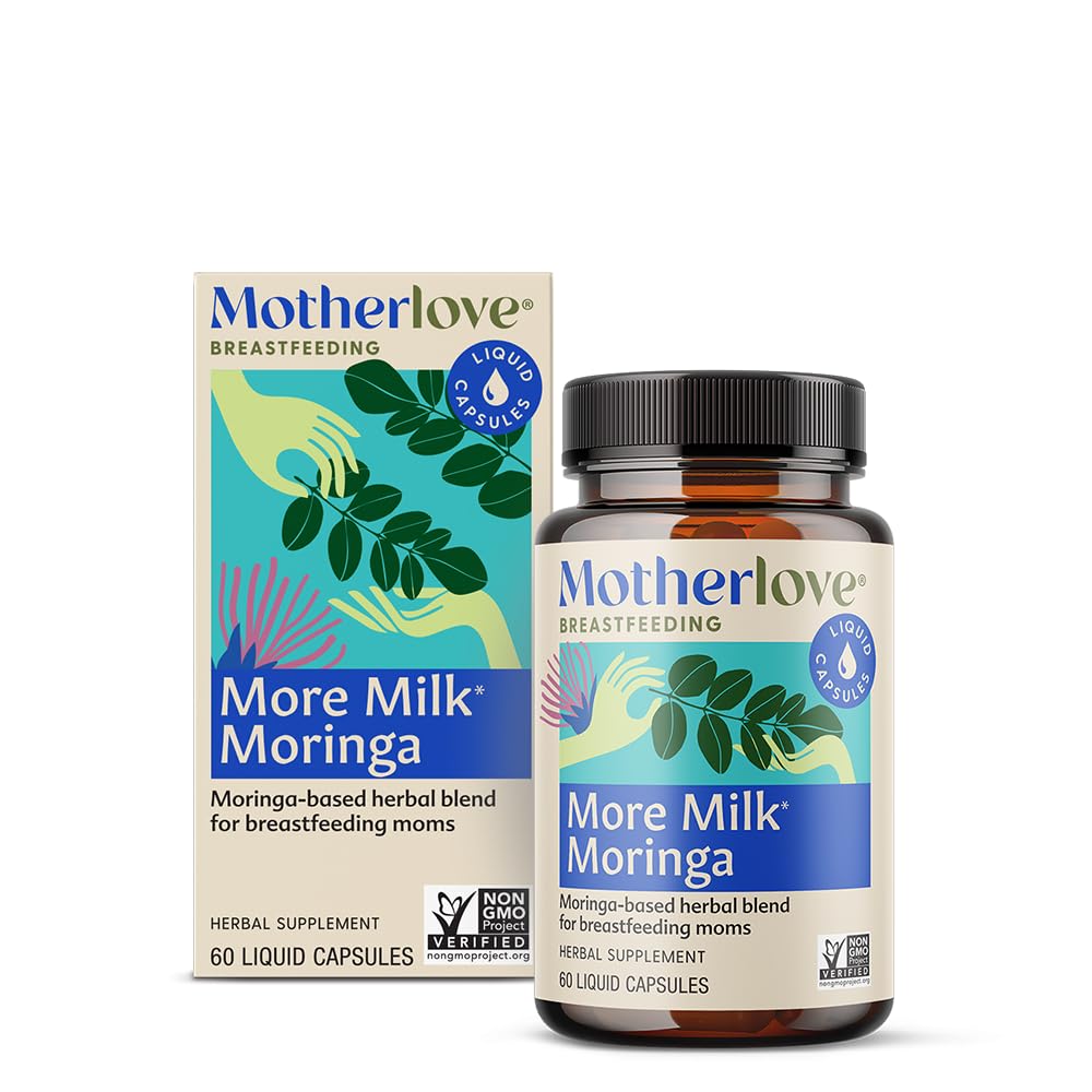 母性爱更多牛奶莫林加(60个液体盖) 支持母乳供应的莫林加哺乳补充剂——非GMO、有机草药、维冈、科舍