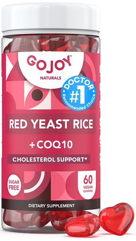 无糖红酵母大米加CoQ10 Gummys - 胆固醇补充剂加Red Rice Yeast 1000 mg. - 胆固醇 Gummys Complex - Vegan, Non-GMO, Gluten-Free & Citrinin-Free 补充剂.