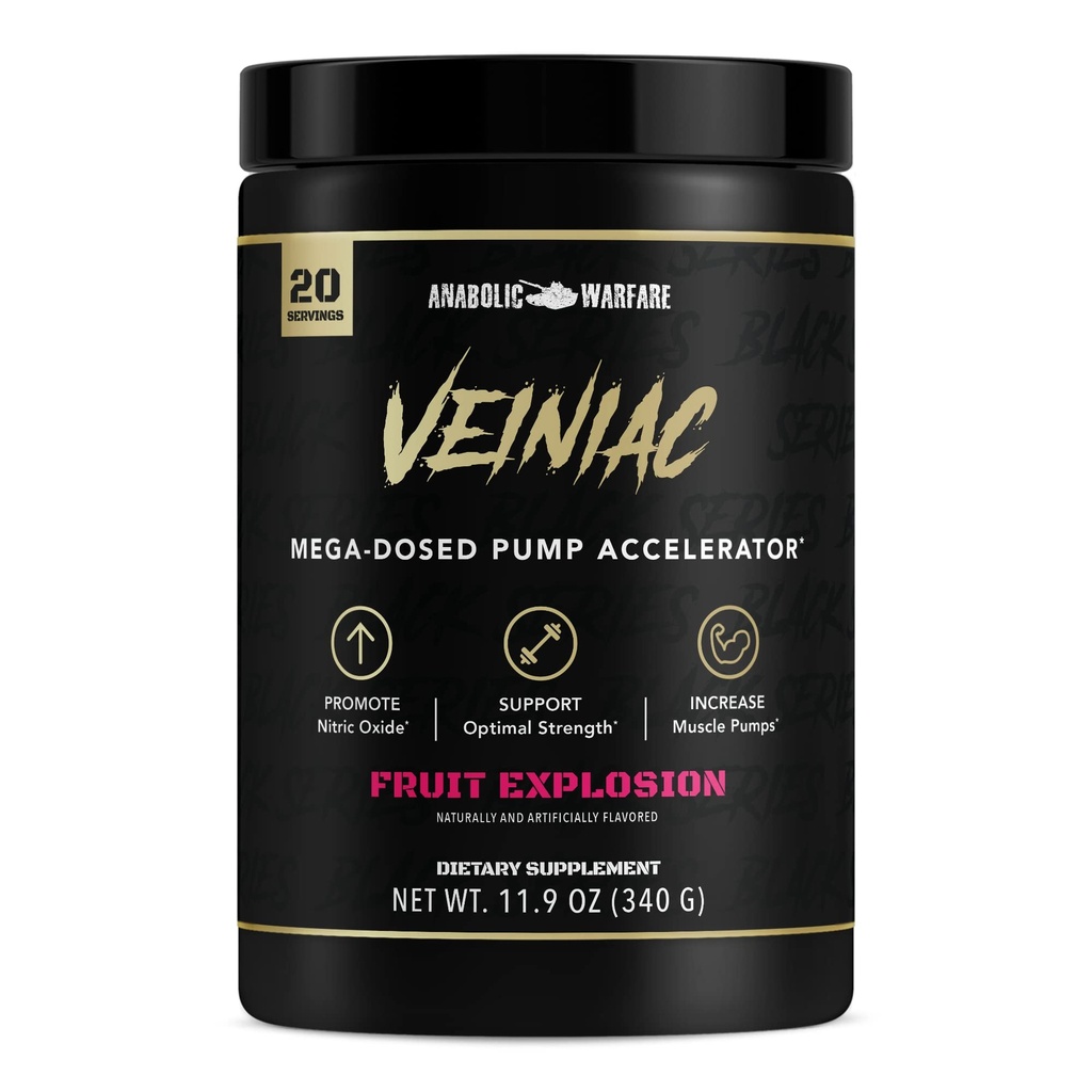Anabolic Warfare Veiniac肌肉泵激活器 与L-Citrulline, Betaine Anhydrous, 和 添加 AGMassTM, 增加硝基氧化物*, 水果扑20服务