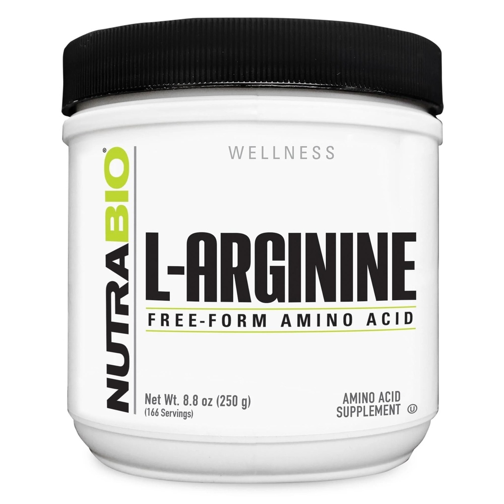 NutraBio L-Arginine 补充剂,750mg Nitric Oxide 前体,支持血液流动,血管健康和肌肉生长,250g