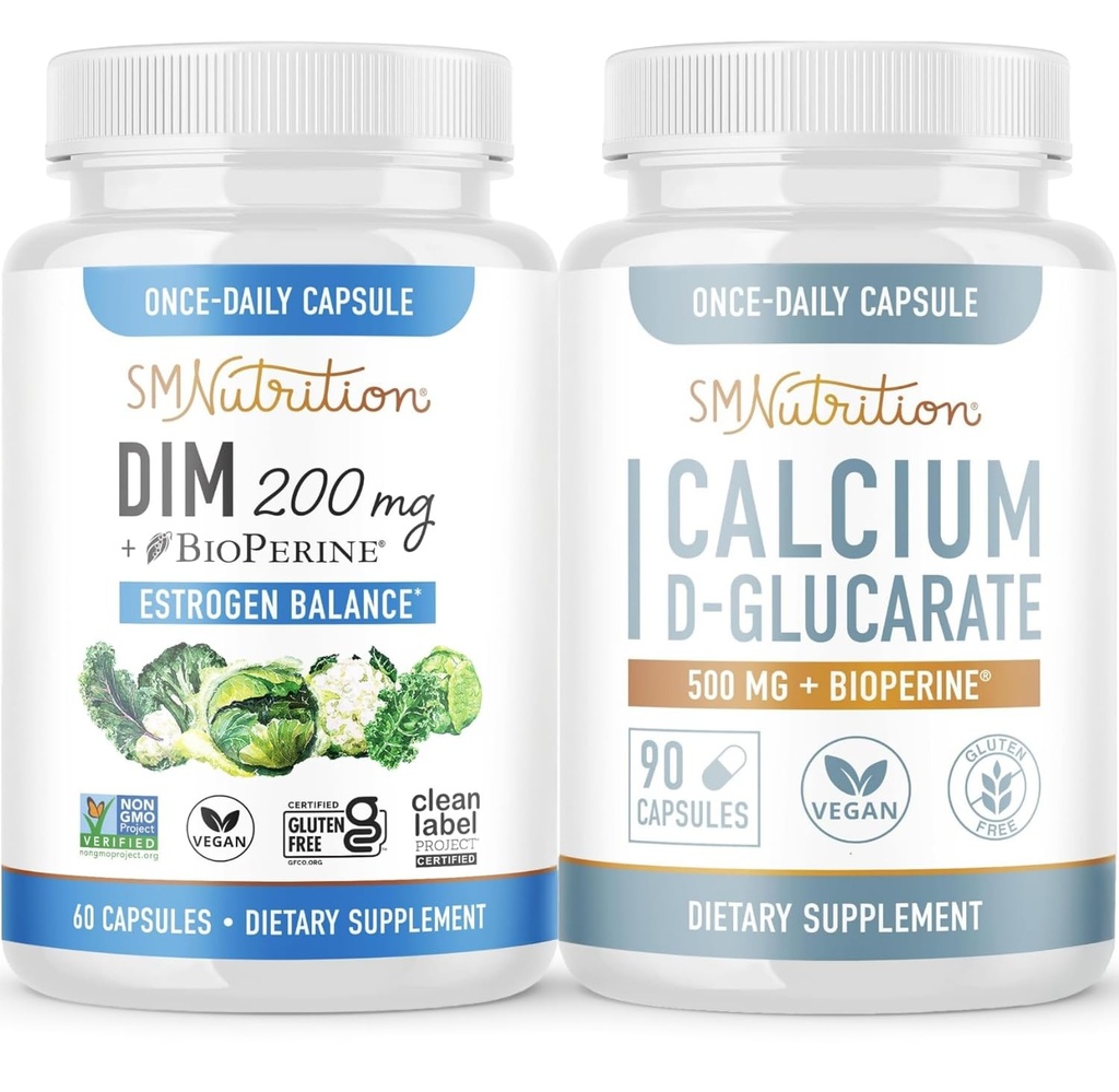 D-Glucarate钙,配有200mg DIM 增强女性雌激素平衡补充剂 | Vegan Gluten Free CDG 配有 Diindolylmethane Capsules(60名服务)的妇女补充剂(90名服务员)