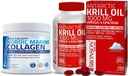 Bronson Marine Collagen Peptides 水解蛋白粉 + 南极磷虾油 1000毫克,配 Omega-3s EPA DHA