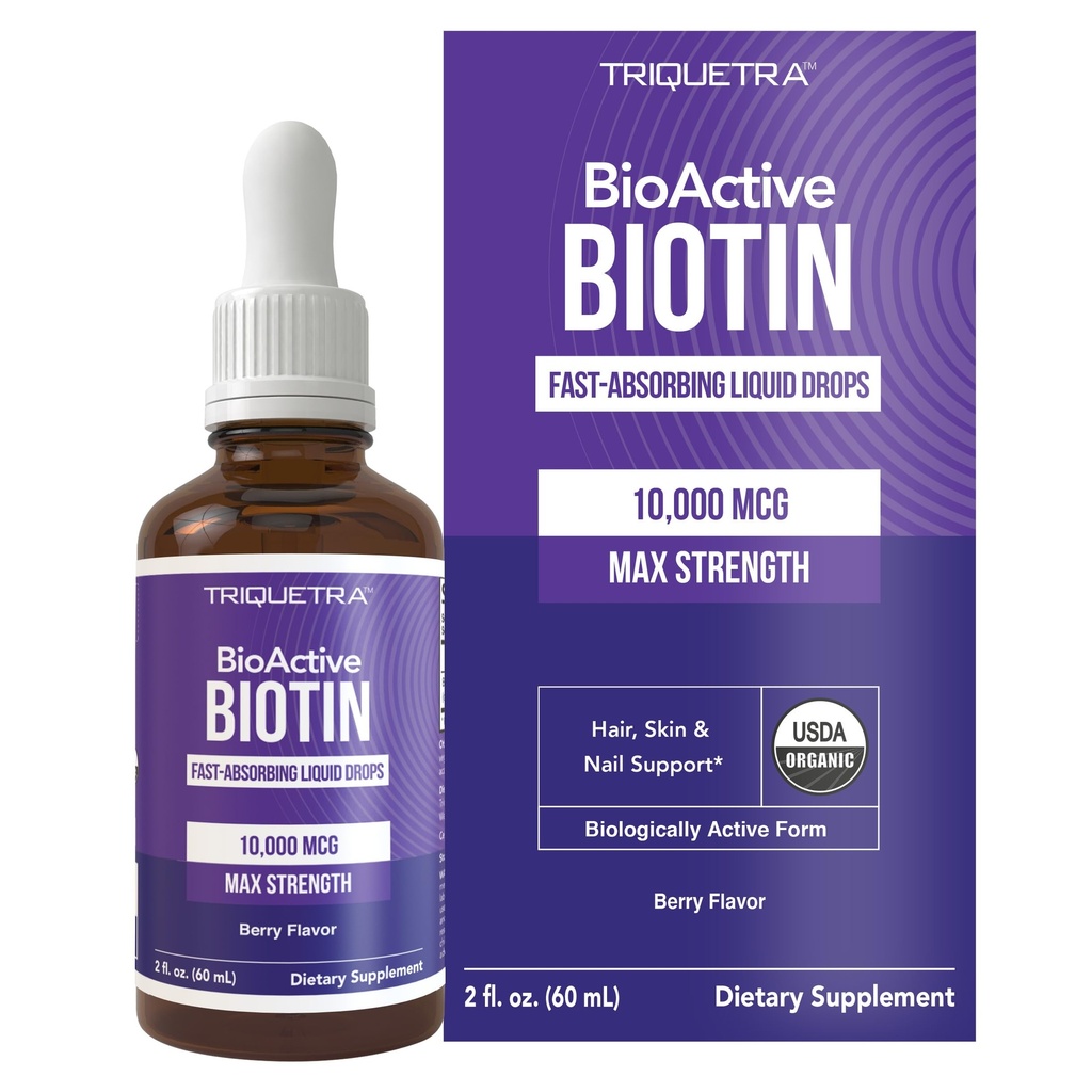 Triquetra Health Biotin hair support for Women – Organization 100000mcg USP 等级 – 高吸附精液补充剂 – 支持健康头发,皮肤和钉子 – Berry Flavor – 180 services – 2 oz