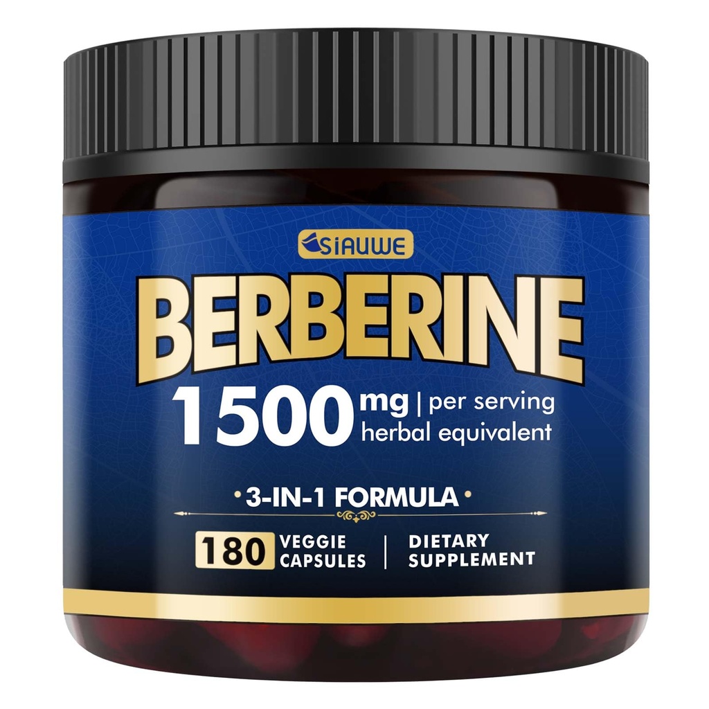 Berberine补编 - Berberine体重损失,Berberine HCL的高概率Berberine 1500MG, Plus Citrus Bergamot - 用于Metabolic,消化剂和免疫支持 - Vegan, Non-GMO, 180 Capsules