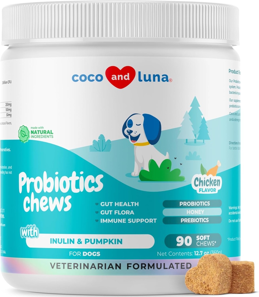 养犬消化保健的抗生素 -- -- 支持Gut Health、腹泻、毒气和季节性过敏反应 -- -- 配以蜂蜜、南瓜和预生用于消化支助、坏狗呼吸和便秘