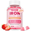 Vegan Iron Supplement Gummies for Women & Men, Anemia, Blood Builder and Energy Support for Iron Defency C, A, B Complex, Folate, CoQ10, 无糖, Non-GMO, 60 Counter (英语).