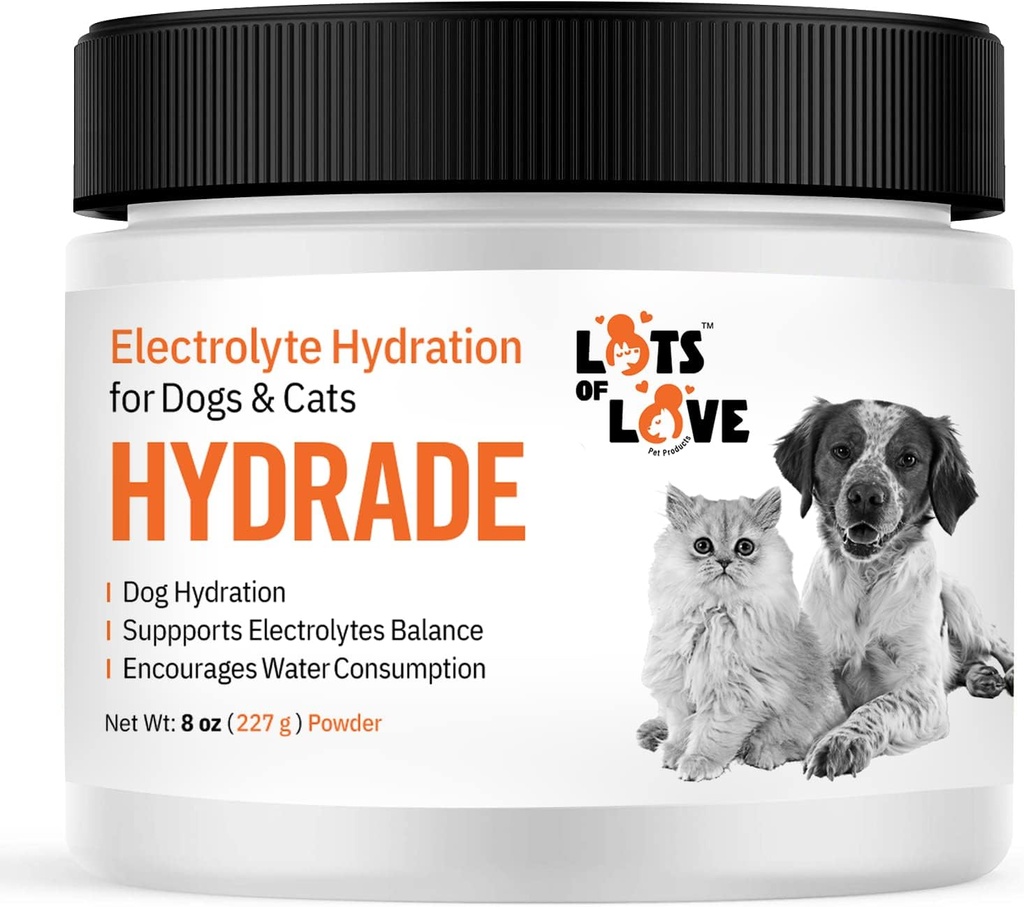 HydraDE 粉末 - 用于狗和猫脱水的电解质 - 用于狗和猫的水解质 - 很多爱宠物产品(8 Oz)