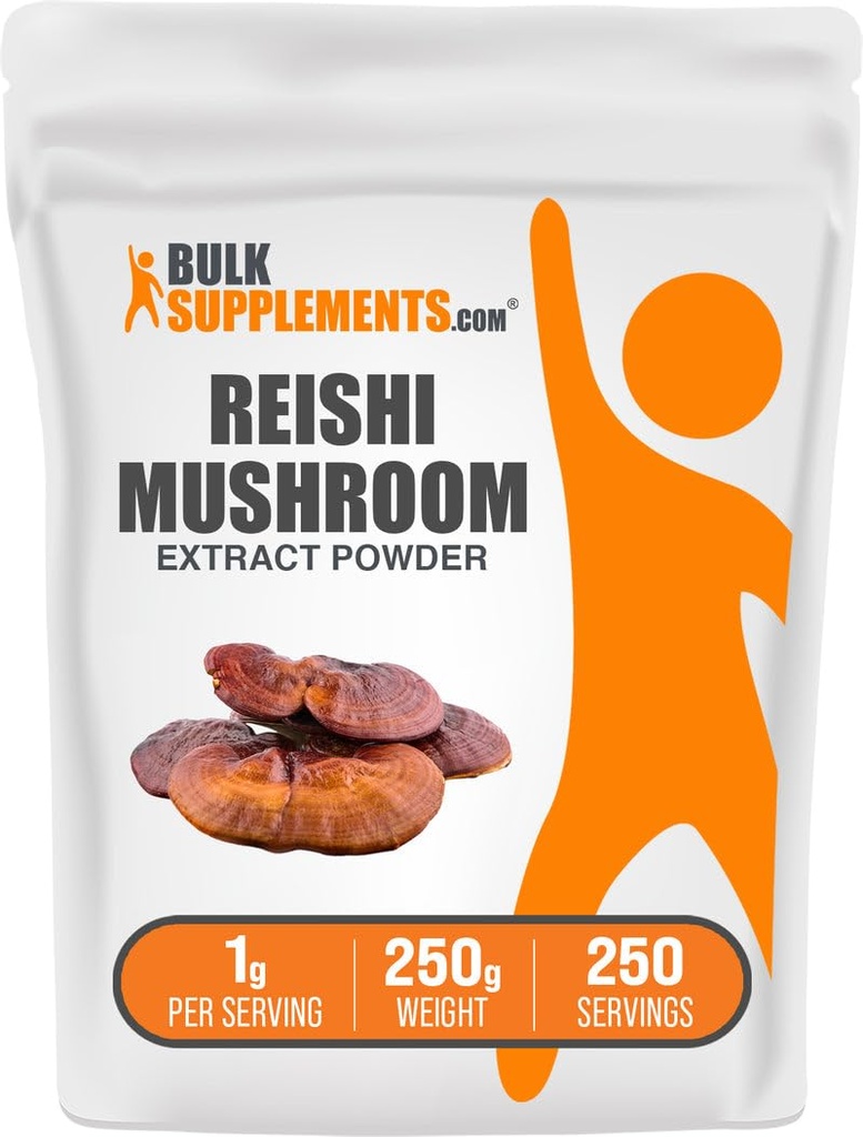 Bulk Assupports.com Reishi 蘑菇提取剂 - Reishi 蘑菇粉,全面健康补充剂 - Gluten Free,每服务1克,250g(8.8 oz)(包1)