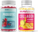 MAV 妇女营养科拉根Gummys 和 Probiotic Gummys 毛发、皮肤、钉子和 Gut 健康支持 生物素、维生素C 和 5亿 CMU 每人 60 古米