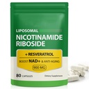 NAD补编,900mg - Liposomal Nicotinamide Riboside NAD+ 补充 " Resveratrol支持肌肉、大脑、细胞能源 -- -- NMN 男女替代物 " ,80 Capsules(第1包)