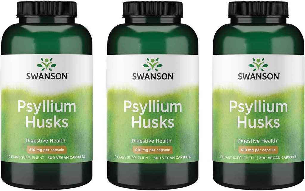 Swanson Psyllium Husk 饮食纤维补充剂 610 mg 300 capsules - (3包)