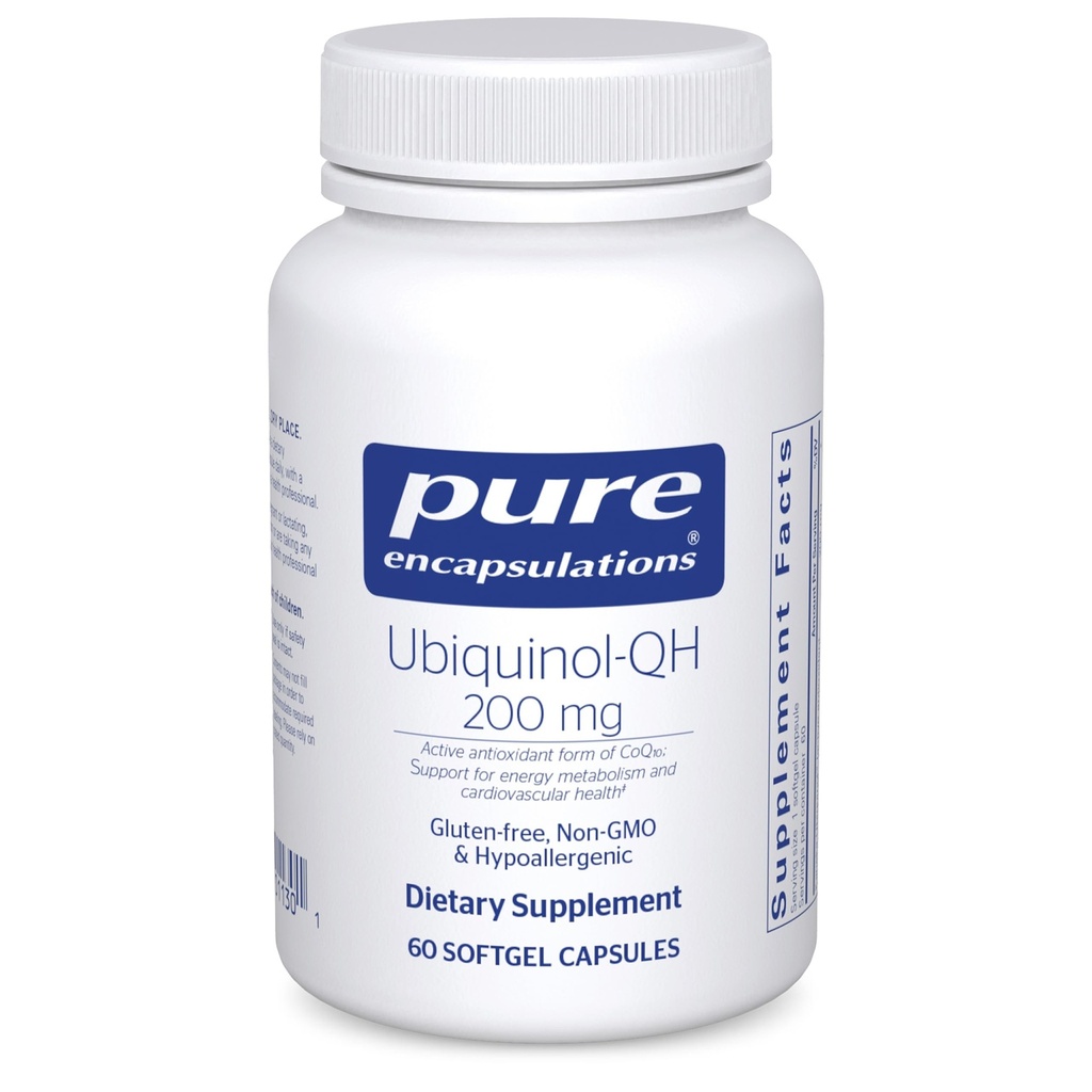 纯封装 Ubiquinol-QH - 200 mg Ubiquinol - 主动形式 Coenzyme Q10 - 心脏健康和能量代谢支持 * - 抗氧化剂补充剂 - 60 Softgel Capsules