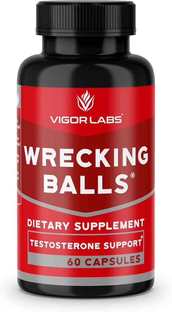 Vigor Labs Wrecking Balls(60 Capsules),支持你的身体对基本雄性激素的自然生产,支持Fuller Drive, Male Virtuality, 和增加Stamina. (美国男子)