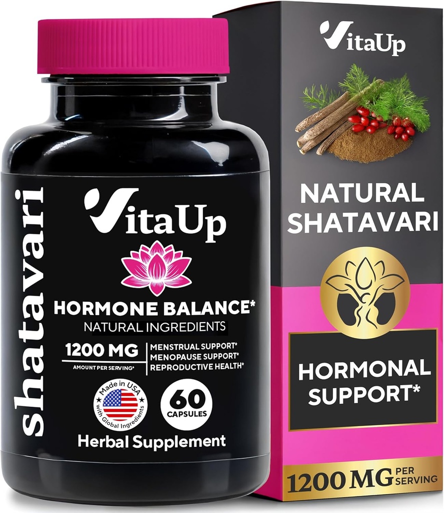 Shatavari Capsules for Women 1200mg - 美国制造了用于普通激素支持、更年期和月经井的Shatavari根补充剂 - 60 Vegan Capsules