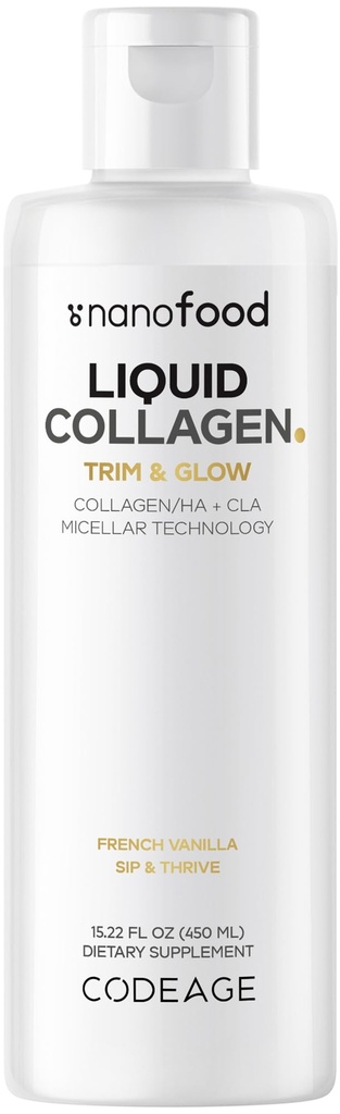 编码液态烯烃(Liquid Collagen) 补充香草(Vanilla Flavor) 美人Trim & Glow Liposomal Collagen Peptides, CLA 共聚烯酸,Hyaluronic酸,维生素E,水解,非GMO,15.22 fl oz
