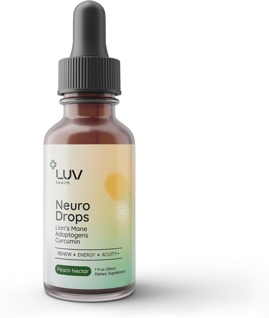 LUV健康 神经脱落 – 神经疼痛支持和与狮子的马内,库尔库敏,科迪塞普斯和雷希联合慰藉 – 有机适应剂 – Vegan,非GMO,美国制造 – 30种服务