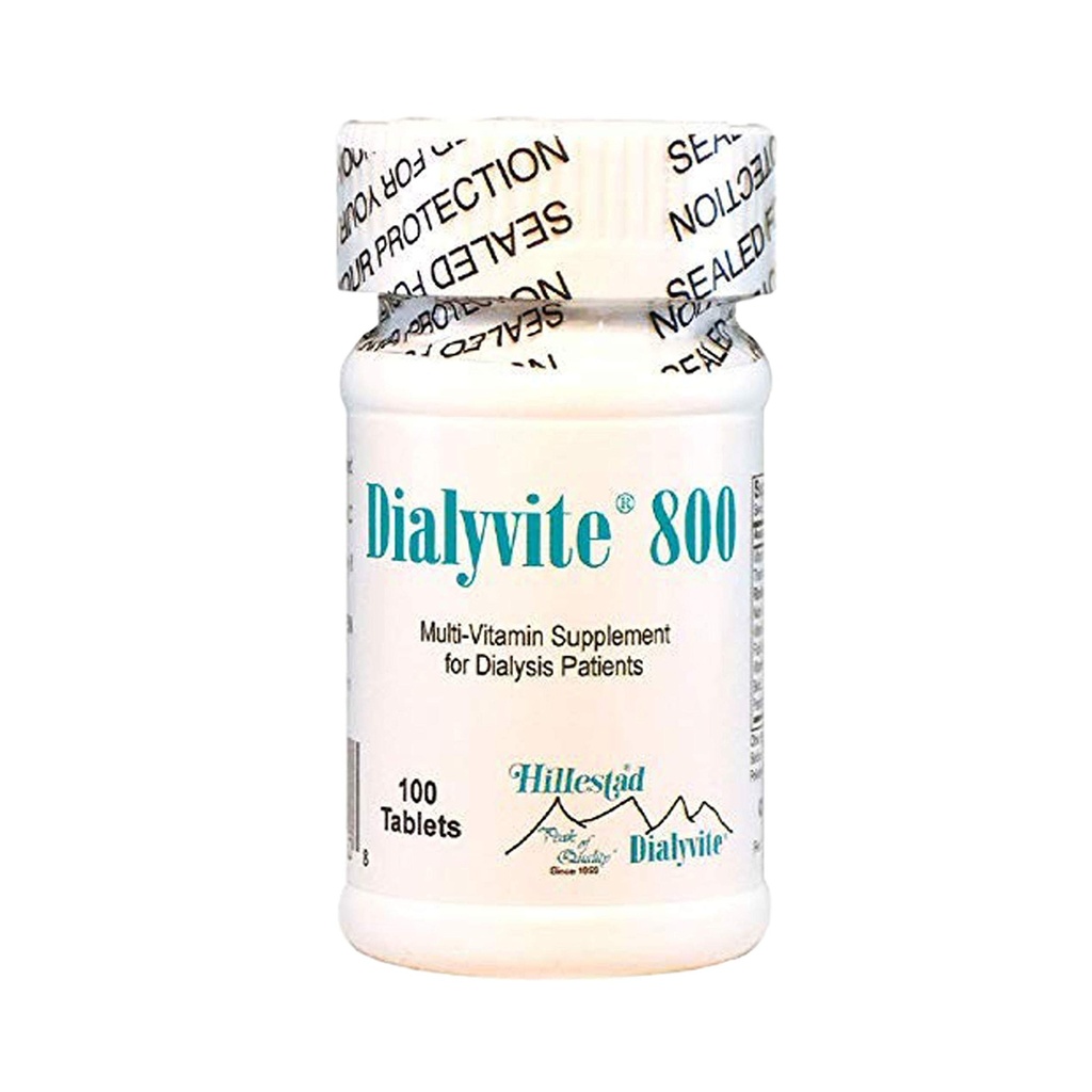Hillestad Labs Dialyvite 800 糖尿病患者多维生素补充剂,100 片,黄,原