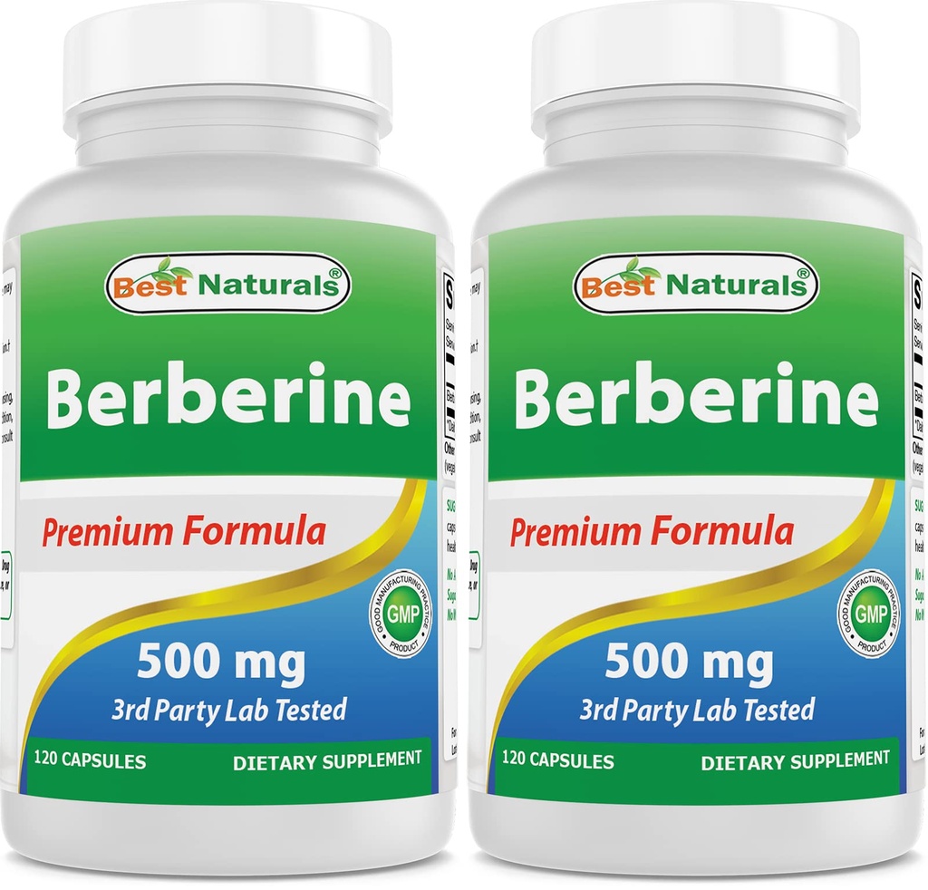 Berberine 500mg 120 Capsules - 支持Imune函数,心血管和胃肠函数(120个计数(包2))