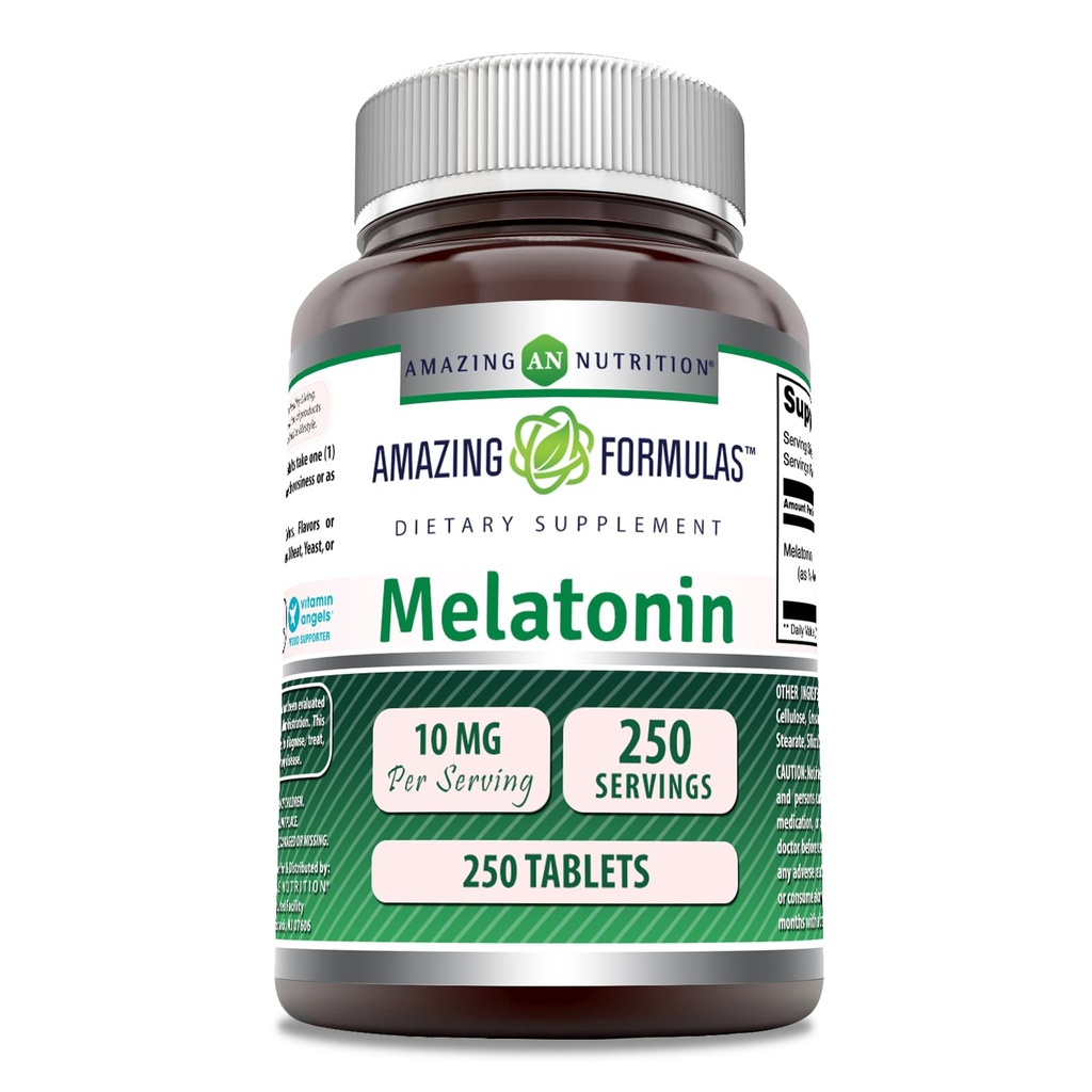 Melatonin的神奇配方 – 10 Mg Pervice – 250 plats – 非 GMO – Gluten Free – 在美国制造