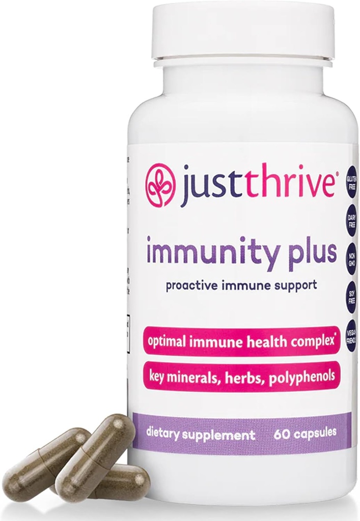 Just Thrive Association Plus - Vegan Gut 儿童与成年人健康与免疫支助补助,60卡普尔